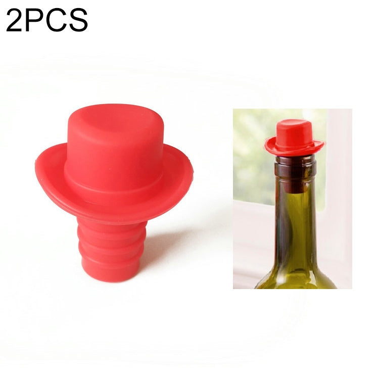 Silica gel top hat wine cork stopper, red, 2 pcs