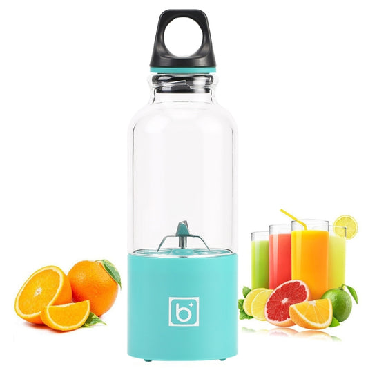 500ml Mini Portable Electric Juicer Cup USB Rechargeable Juicer Blender Maker Shaker Squeezers Fruit Orange Juice Extractor, 4 Blade Head Blue, 4 Blade Head Green, 4 Blade Head Pink