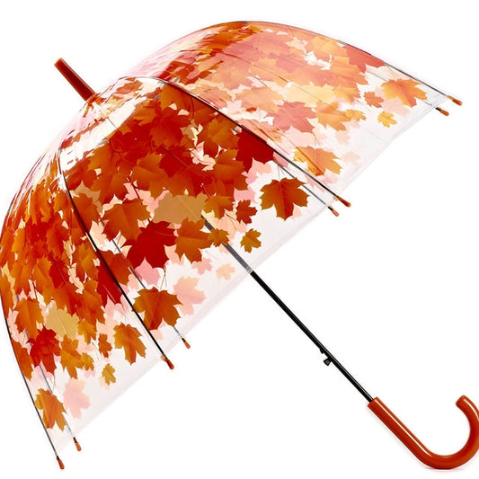 Green Leaf Transparent Umbrella Straight Rod Crooked Umbrella