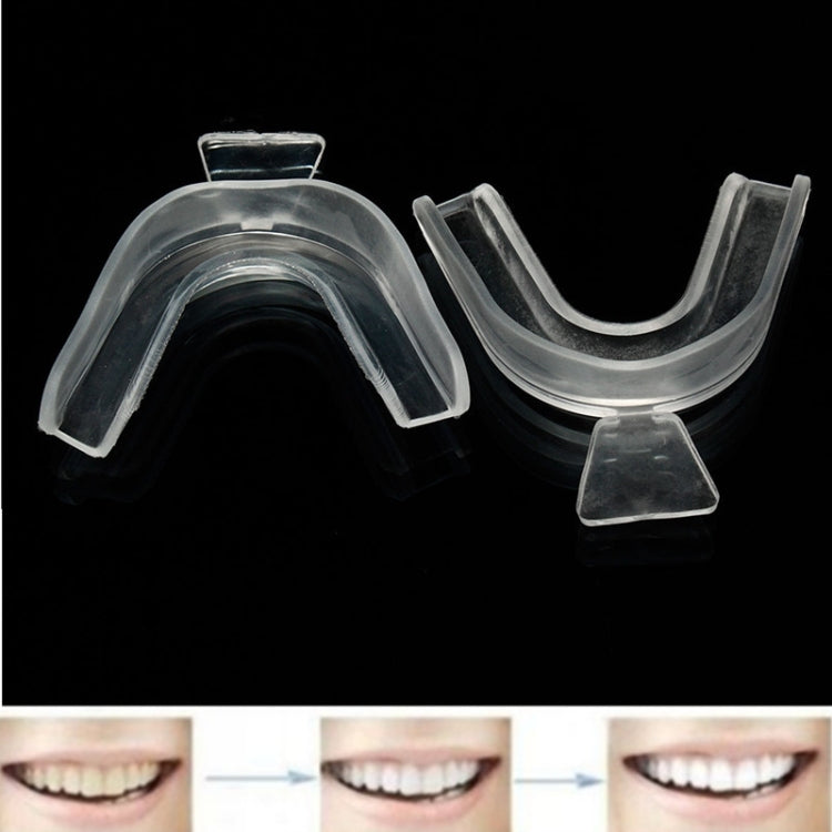 Clear upper and lower teeth whitening trays with contour and fitting clips