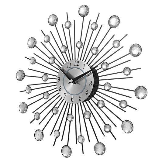 Creative Wall Clock Crystal Silver Wrought Iron Wall Clock Personality Art Decoration Living Room Bedroom Clock, Iron Wall Clock