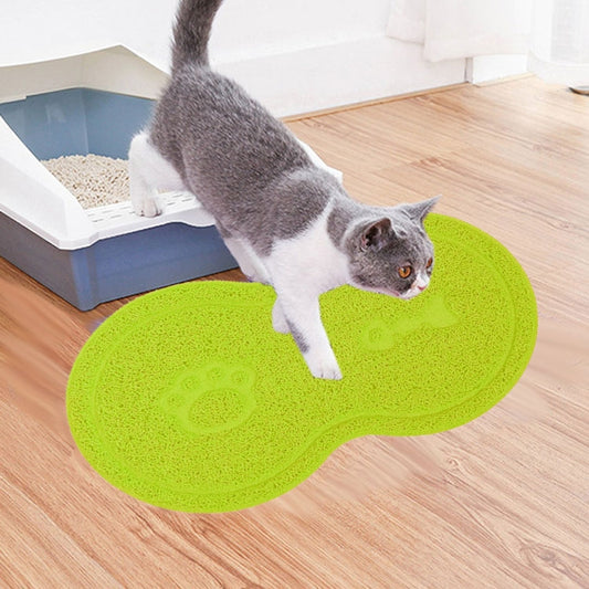 Lovely PVC Cat Litter Mat Eight-shaped Anti-skid Placemat Pet Supplies, Lake Blue, Yellow Green, Rose Red, Gray, Pink, Light Blue, Beige