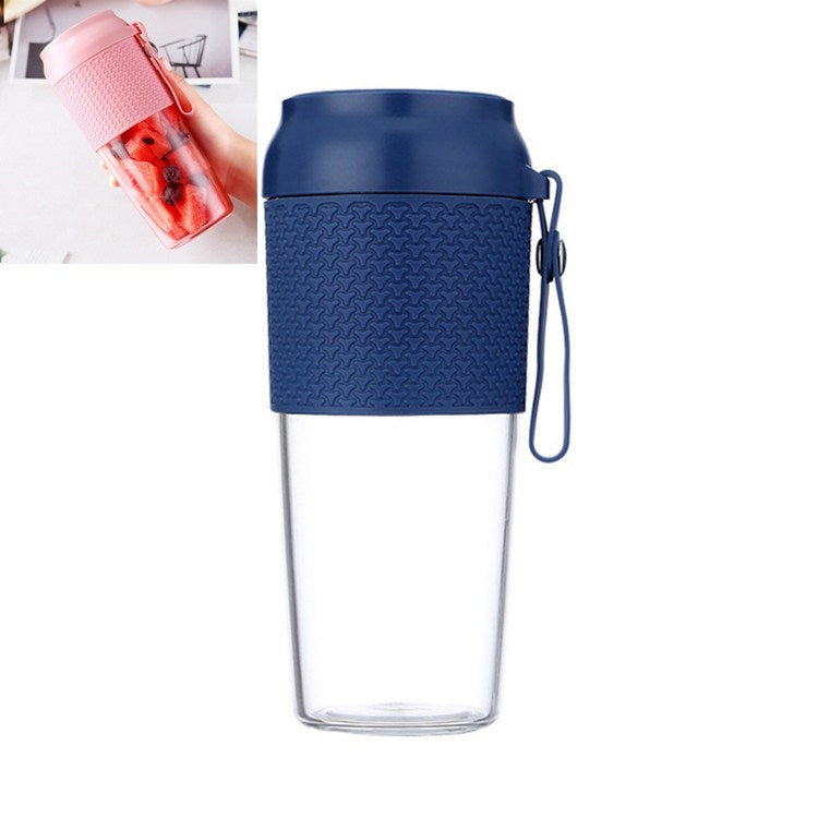Navy portable mini electric blender juicer cup with protective fabric sleeve