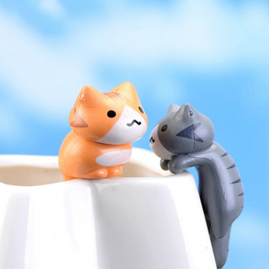 2 Sets Fleshy Flower Pot Moss Micro Landscape Doll Cute Cat Decoration Doll Cake DIY Assembly Ornaments, Doll Cute Cat Decoration