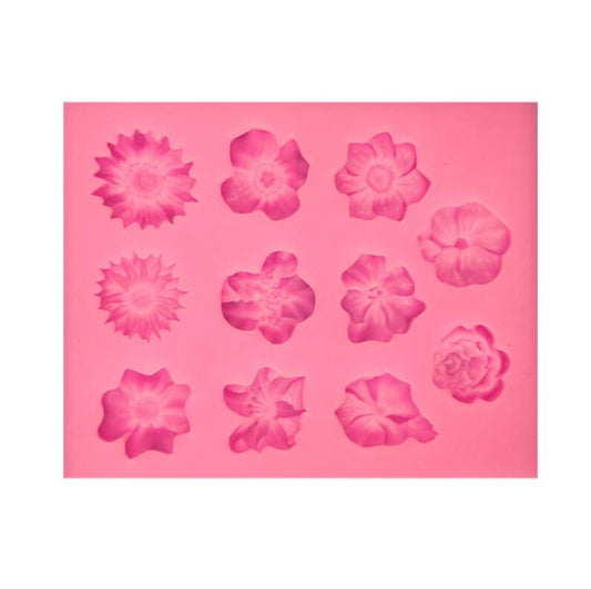 Fondant Cake Silicone Mold Chocolate Mold DIY Trumpet Flower Sun Flower Baking Decoration, Sun Flower Shape(Pink), Sun Flower Shape(Gray)