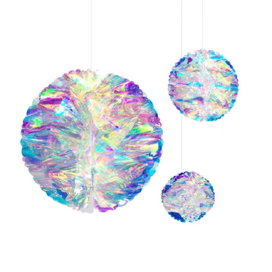 2 PCS Neon Film Honeycomb Ball Ornaments Wedding Birthday Party Decoration Supplies, 10cm, 15cm, 20cm, 25cm, 30cm