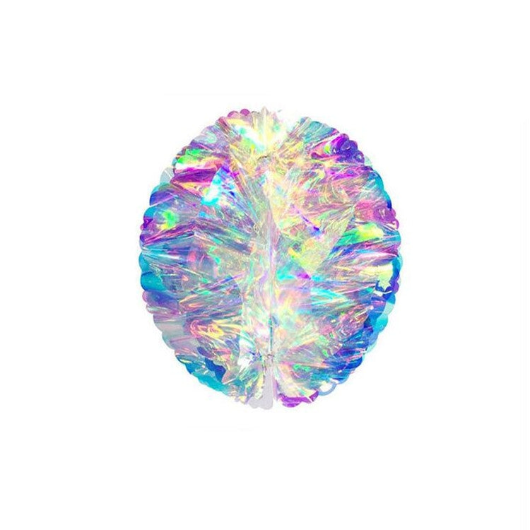 Holographic iridescent honeycomb ball ornament, round hanging party decoration