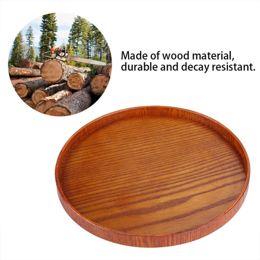 Creative Round Solid Wood Tea Tray Hotel Wooden Tay Storage Tray, Diameter: 37.5cm, Brown, Diameter: 37.5cm