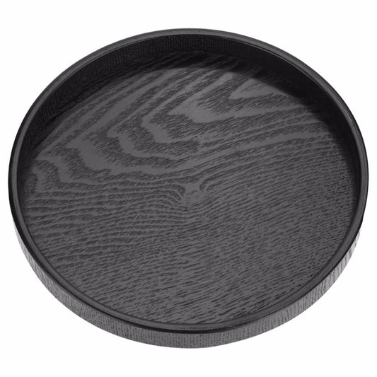 Creative Round Solid Wood Tea Tray Hotel Wooden Tay Storage Tray, Diameter: 27 cm, Black, Diameter: 27cm
