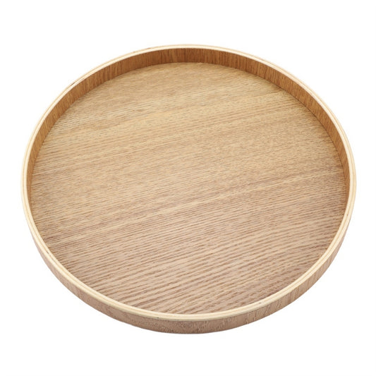 Creative Round Solid Wood Tea Tray Hotel Wooden Tay Storage Tray, Diameter: 37.5cm, Wood Color, Diameter: 37.5cm
