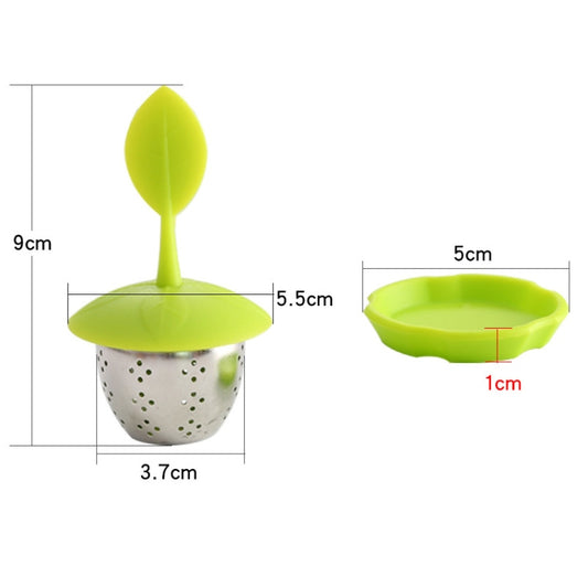 Stainless Steel Leaf Shape Silicone Tea Bag Tea Strainers, Red, Rose Red, Baby Blue, Yellow