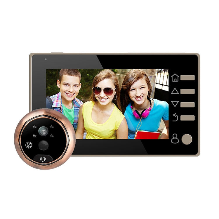 Black 4.3-inch TFT video doorbell display with bronze round camera