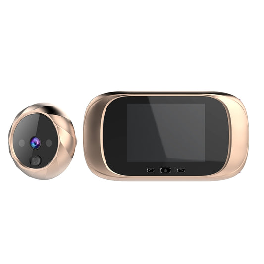 Gold smart cat-eye camera doorbell with LCD screen and matching camera module