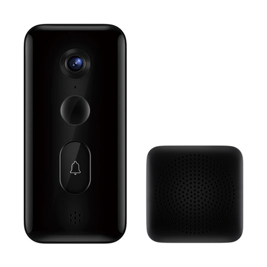 Xiaomi smart doorbell camera module with bell button, black front view.