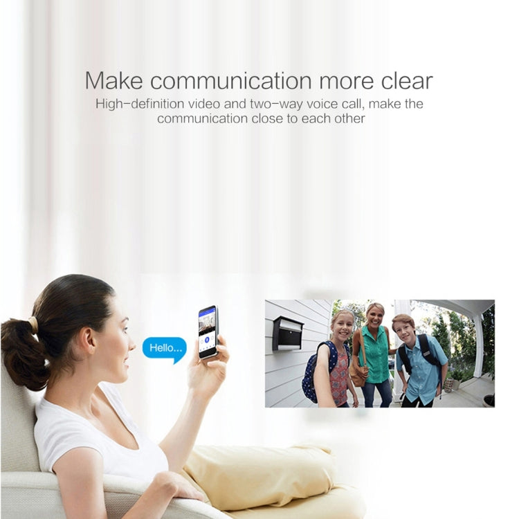 White smart door camera for two-way voice call, front lens facing outward