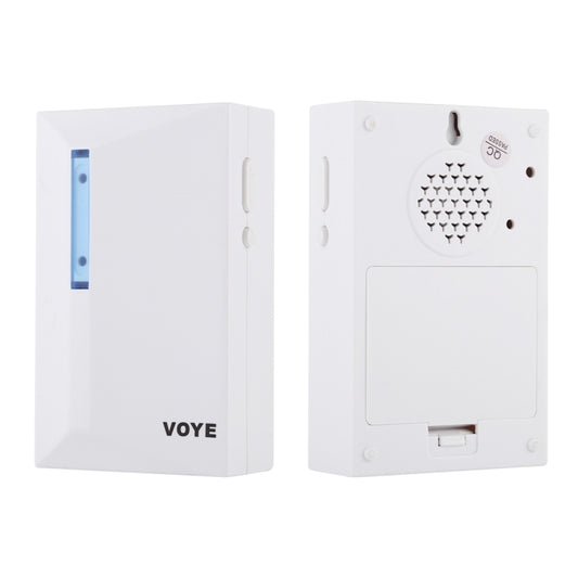 White wireless doorbell chime with speaker panel and back housing view