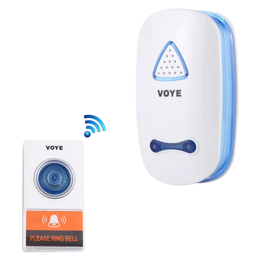 Wireless doorbell receiver and button remote, white with blue accents