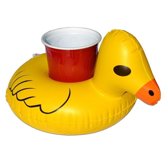 Inflatable Yellow Duck Shaped Floating Drink Holder, Inflated Size: About 23 x 19cm, Yellow Duck
