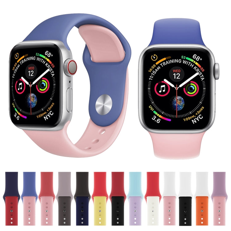 Two-tone silicone watch band set with multiple colors, shown on Apple Watch