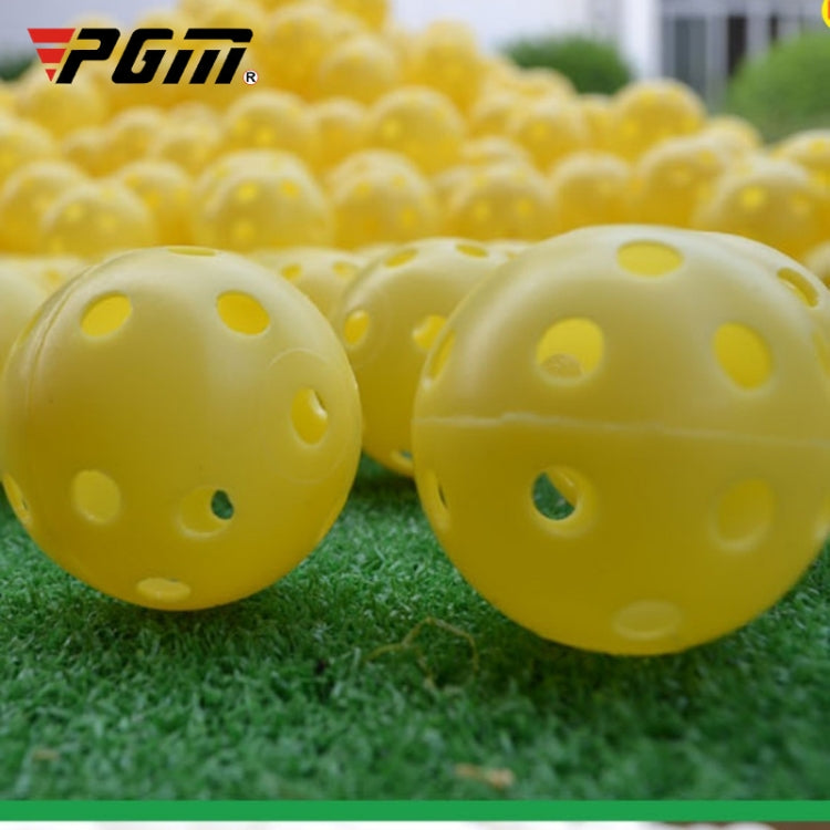 Yellow hollow golf exercise balls, perforated plastic balls for practice