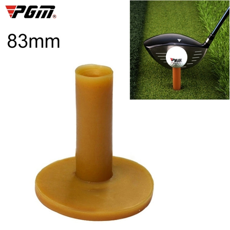 Golf tee pad base with upright stem, orange/yellow plastic, 83mm size