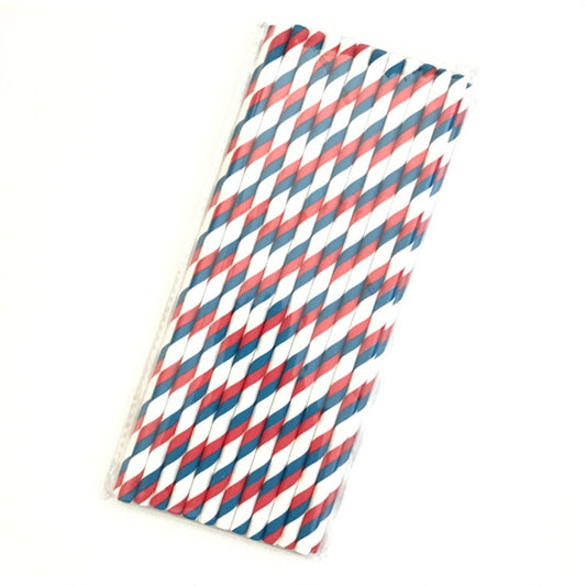 2 Packs / 50pcs Degradable Color Environmental Protection Striped Paper Straw Disposable Kraft Paper Straw, Kraft Paper Straw(Gold), Kraft Paper Straw(Star), Kraft Paper Straw(Red Blue), Kraft Paper Straw(Red Green)