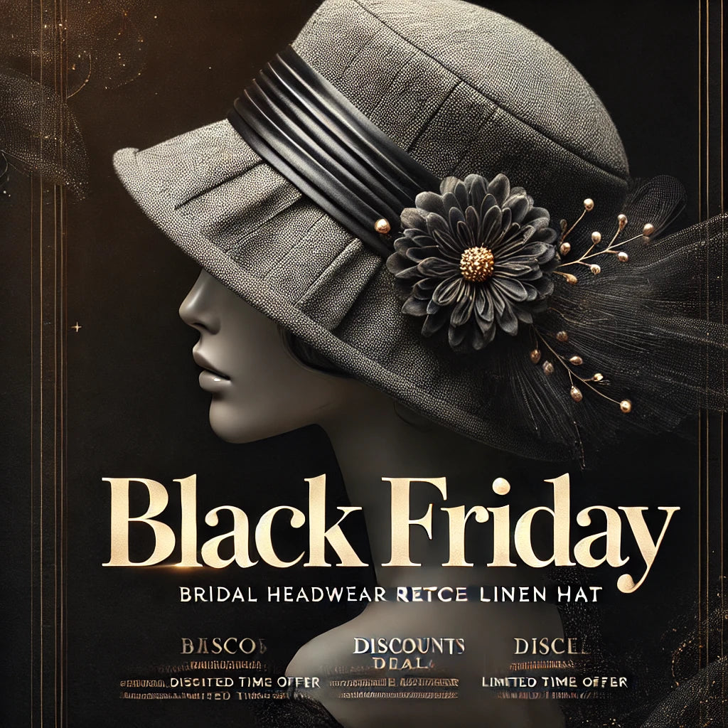 Timeless Elegance: The Bridal Headwear Retro Style Linen Hat in Black for the Modern Bride
