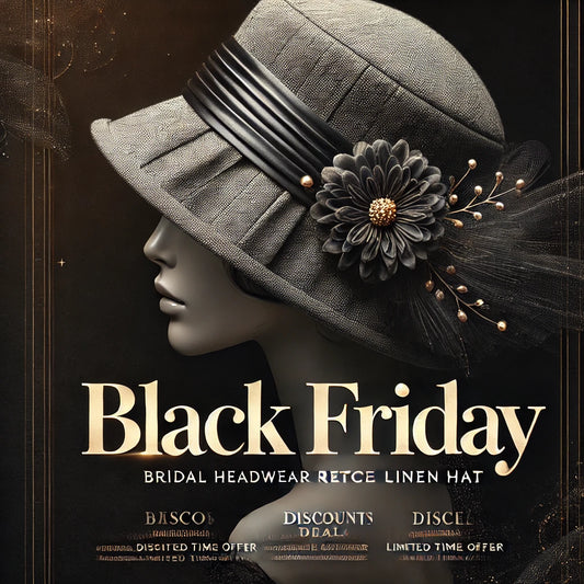 Timeless Elegance: The Bridal Headwear Retro Style Linen Hat in Black for the Modern Bride