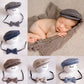 Newborn cabbie hat and bowtie set, assorted colors with matching bow and ribbon ties