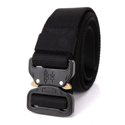 Black quick-release safety training belt with double plastic buckle