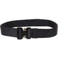 Black nylon belt with quick-release buckle and interlocking keeper straps
