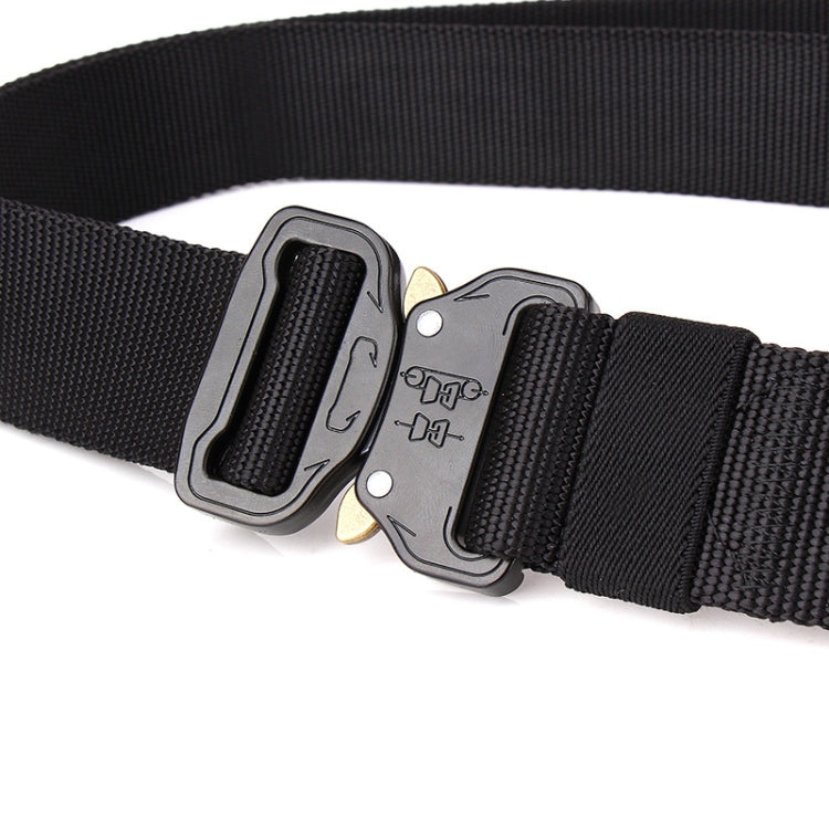 Black nylon quick-release buckle with double slots and woven webbing