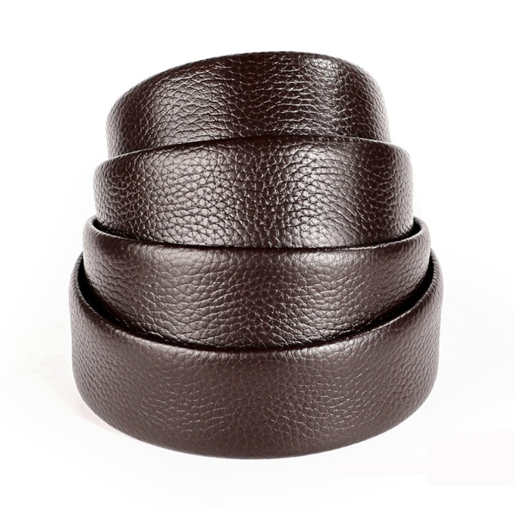 Brown leather belt strap coil, textured surface with smooth folded edges.