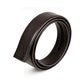 Brown cow leather belt, rolled close-up showing inner lining and stitched edge
