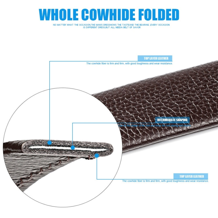 Brown leather belt strap close-up cross-section showing stitching and reinforced layers