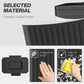 Black ribbed step-on trash can with hinged lid and top opening panel