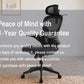 Ergonomic mesh office chair on casters with padded armrests and headrest