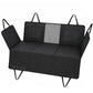 Black dog car back seat extender with hard bottom board and wide hammock cover