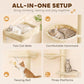 Beige cat wall furniture set with two bed platforms, hammock perch, and three resting levels