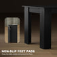 Non-slip foot pads on the underside of a dark rectangular dining table