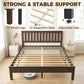 Walnut wood bed frame with slatted support base and sturdy legs