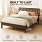 Walnut-look rubberwood bed frame with slat headboard and matching footboard