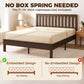 Walnut bed frame with tall slat headboard and slatted platform base
