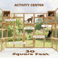 Cat activity playhouse with rope hammock, ladders, ramps, scratching posts, and platforms.