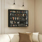 Jet black wall-mounted display cabinet with two glass doors and adjustable shelves
