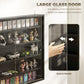 Jet black large glass-door display cabinet with full view interior shelves