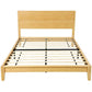 Natural bamboo queen bed frame with headboard and 12 wood slats, no box spring