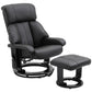 Black massage recliner chair with matching ottoman and swivel base