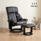 Black massage recliner with ottoman footrest and padded backrest and seat