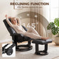Black reclining massage chair with ottoman footstool extended for full leg support